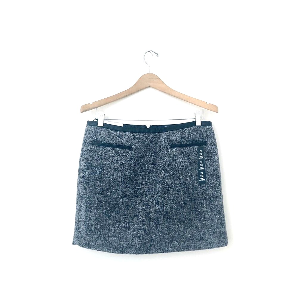 Gap Wool Leather Trim Mini Skirt Sz 6 NWT